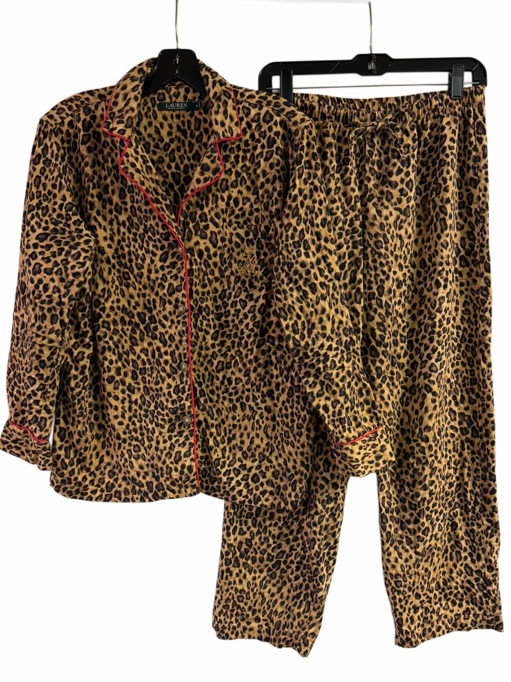 Ralph Lauren Cheetah Animal Print 100% Cotton Pajama Set Size M
